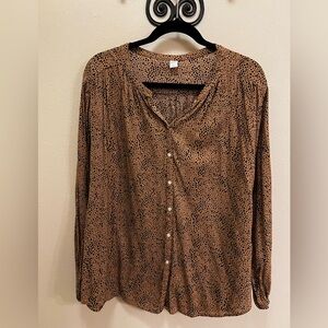 Old Navy Brown Patterned Blouse